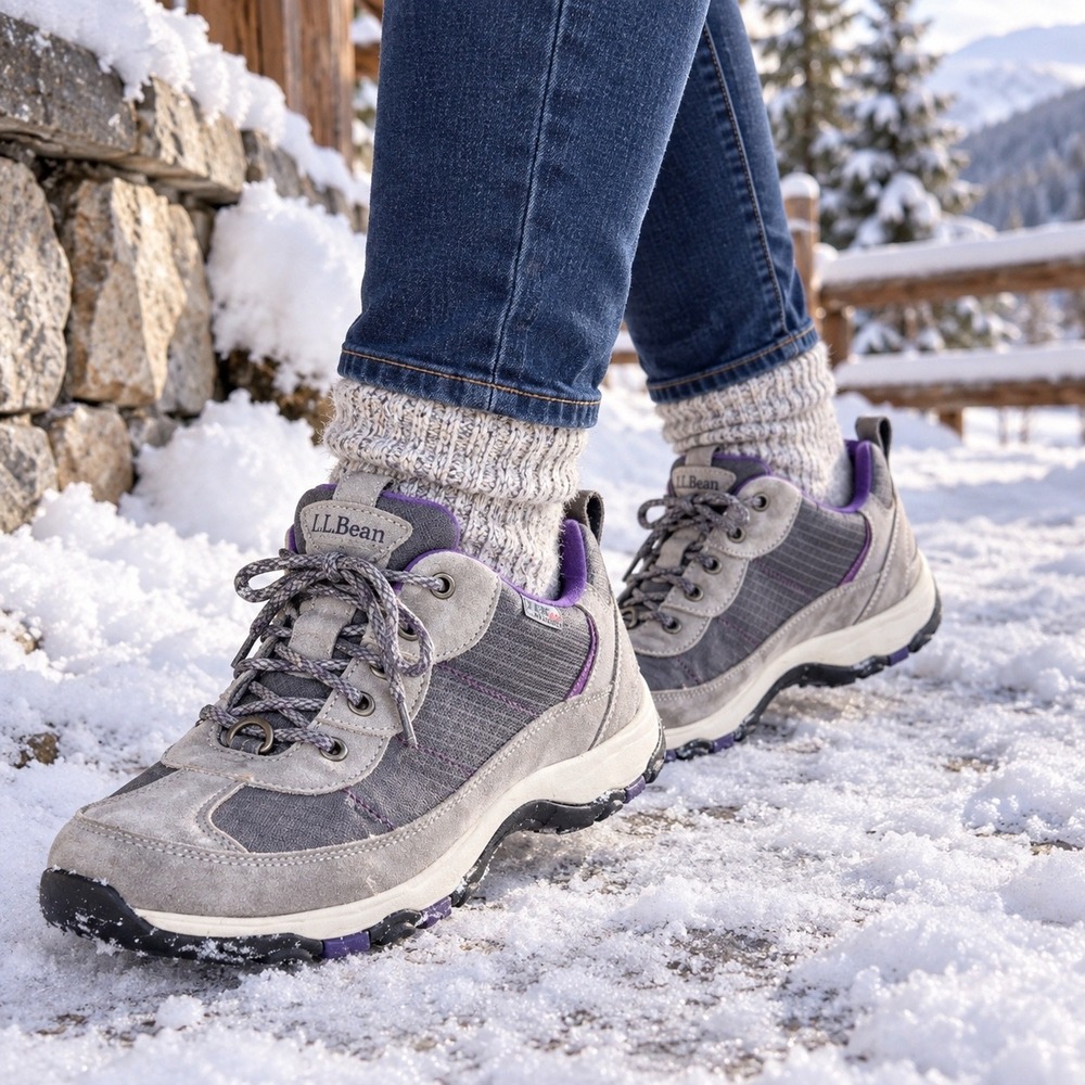 LL Bean Snow Sneakers Waterproof Primaloft Insulated GreyPurple 296493 Womens 11